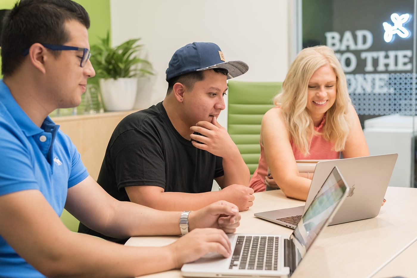 interns discussing project in meeting