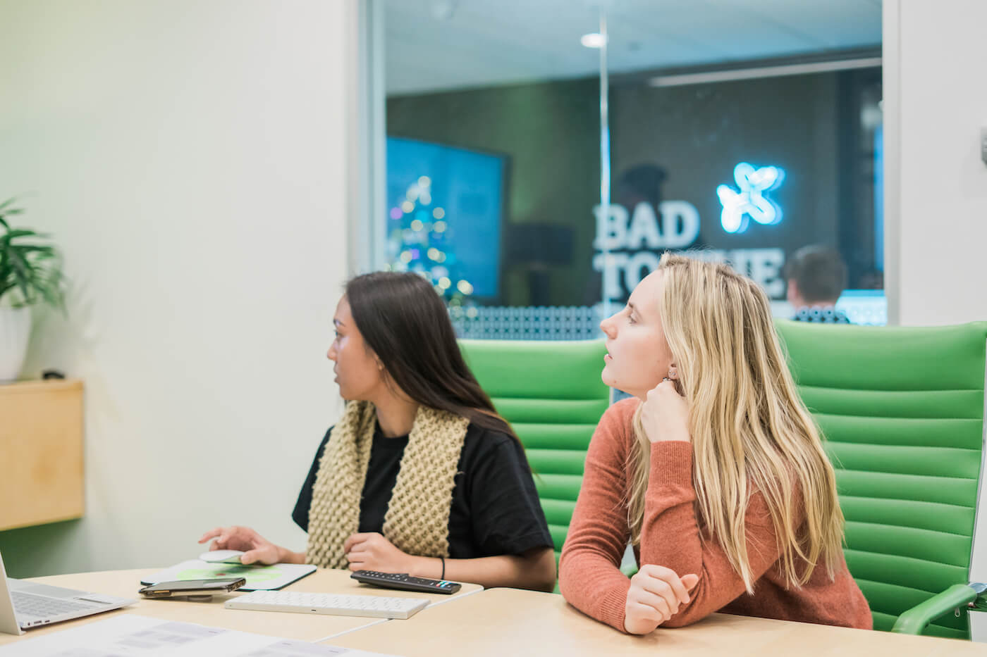 interns listening at client meeting