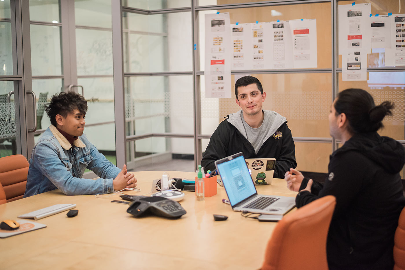 interns discussing project in meeting