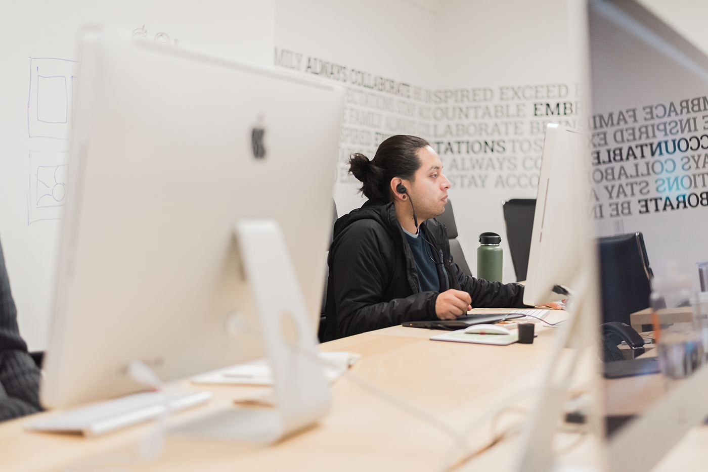 intern working at desk